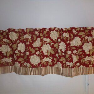 Burgundy floral Farmhouse country Valance Window treatment